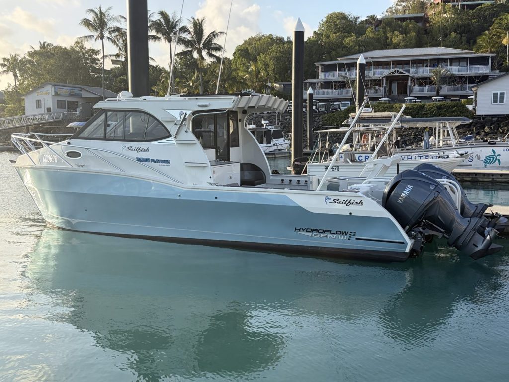 Sailfish 3000 Platinum catamaran with Always Dry marine ceramic coating
